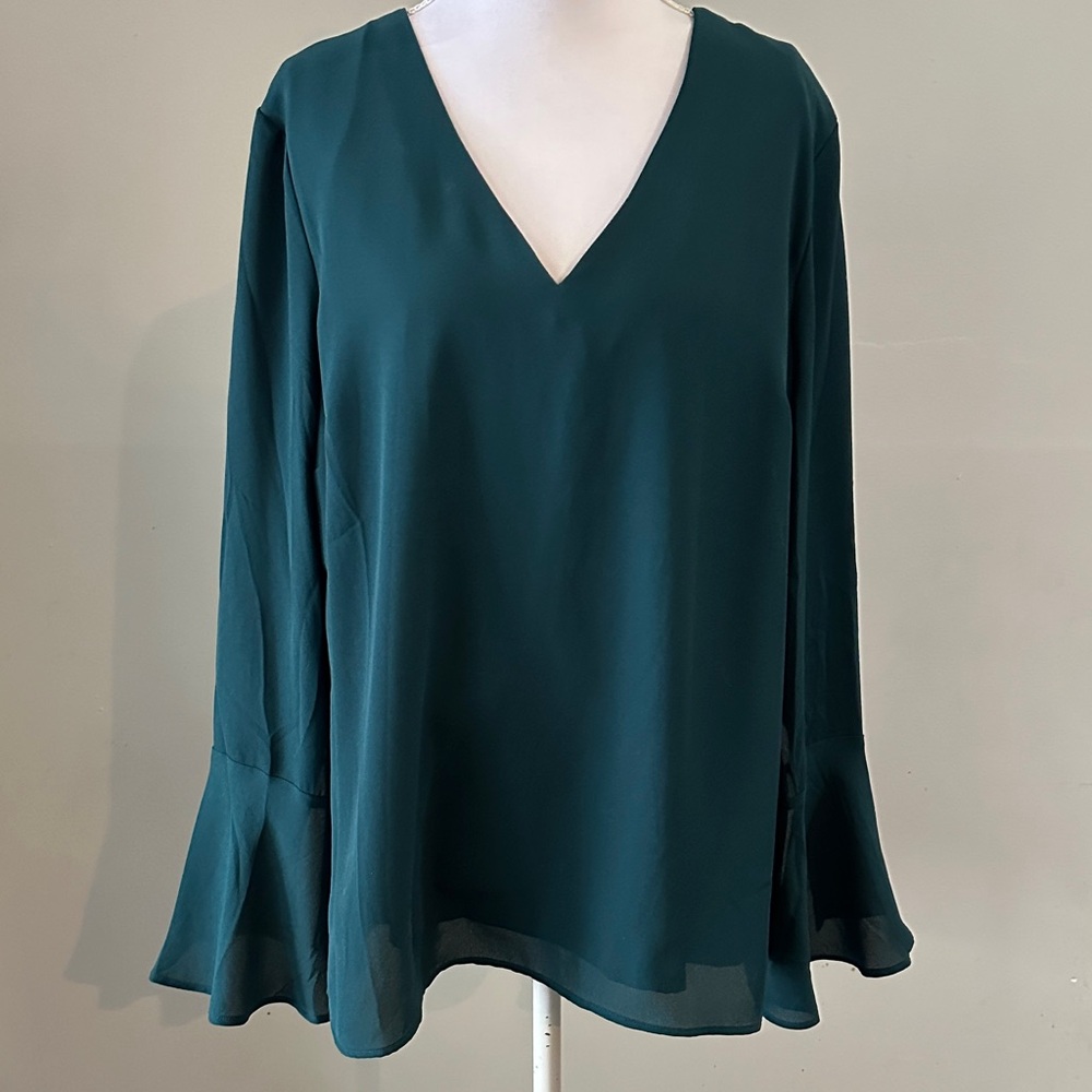Banana Republic Deep Green V-Neck Blouse
